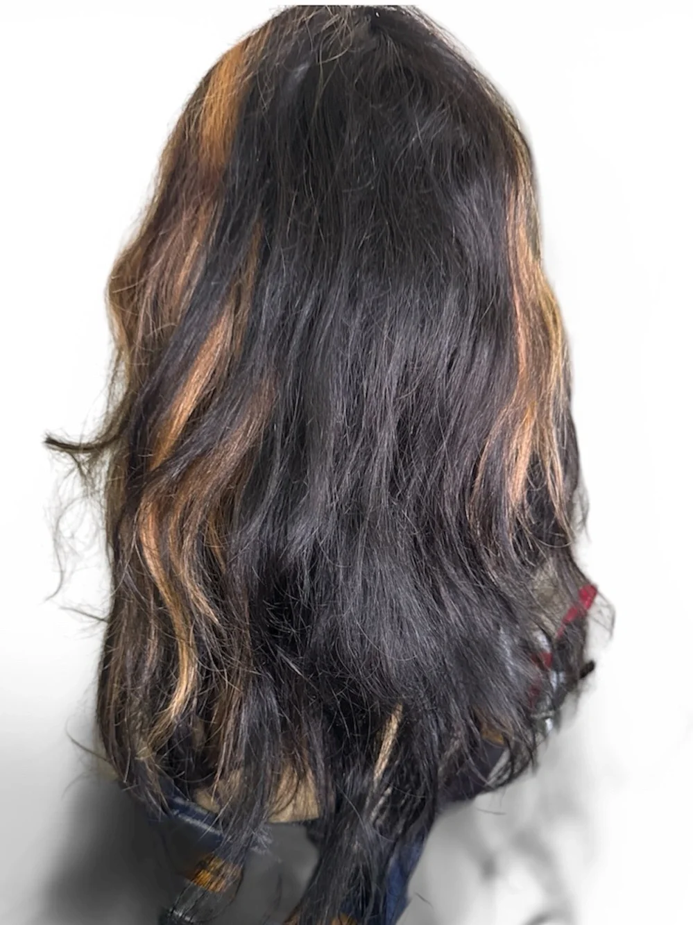 Human Hair Wig - Black with Brown Highlights